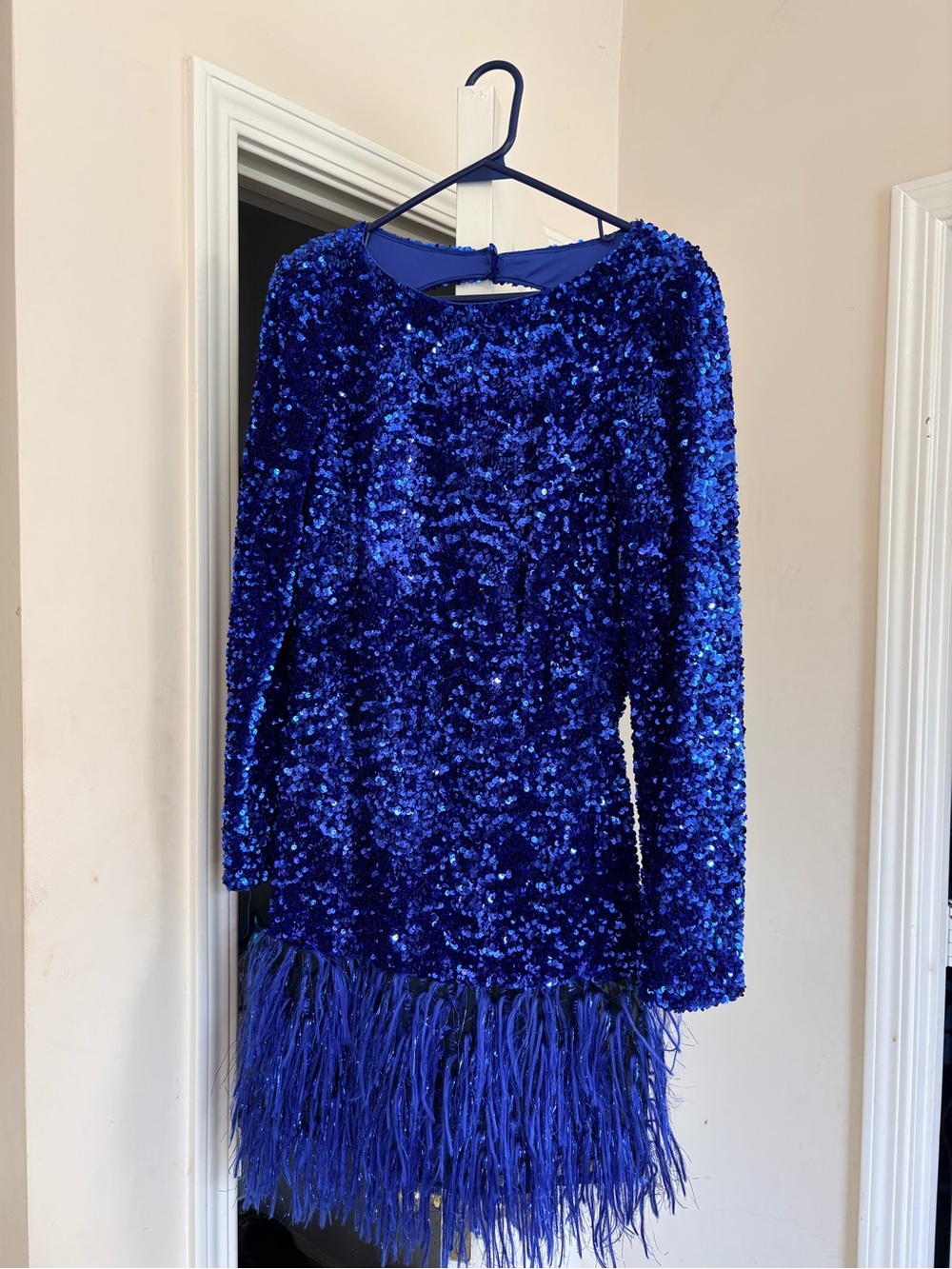 Royal Blue Sequin Fringe Party Dress